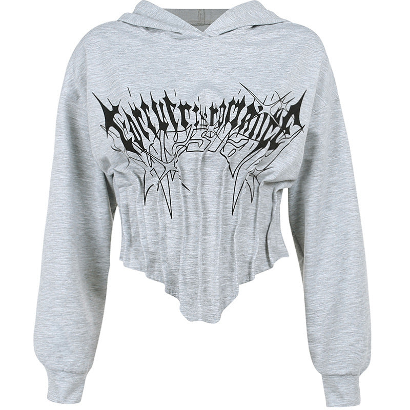 Belted Waist Slim Hooded Top T-shirt Female Autumn And Winter chicpolly