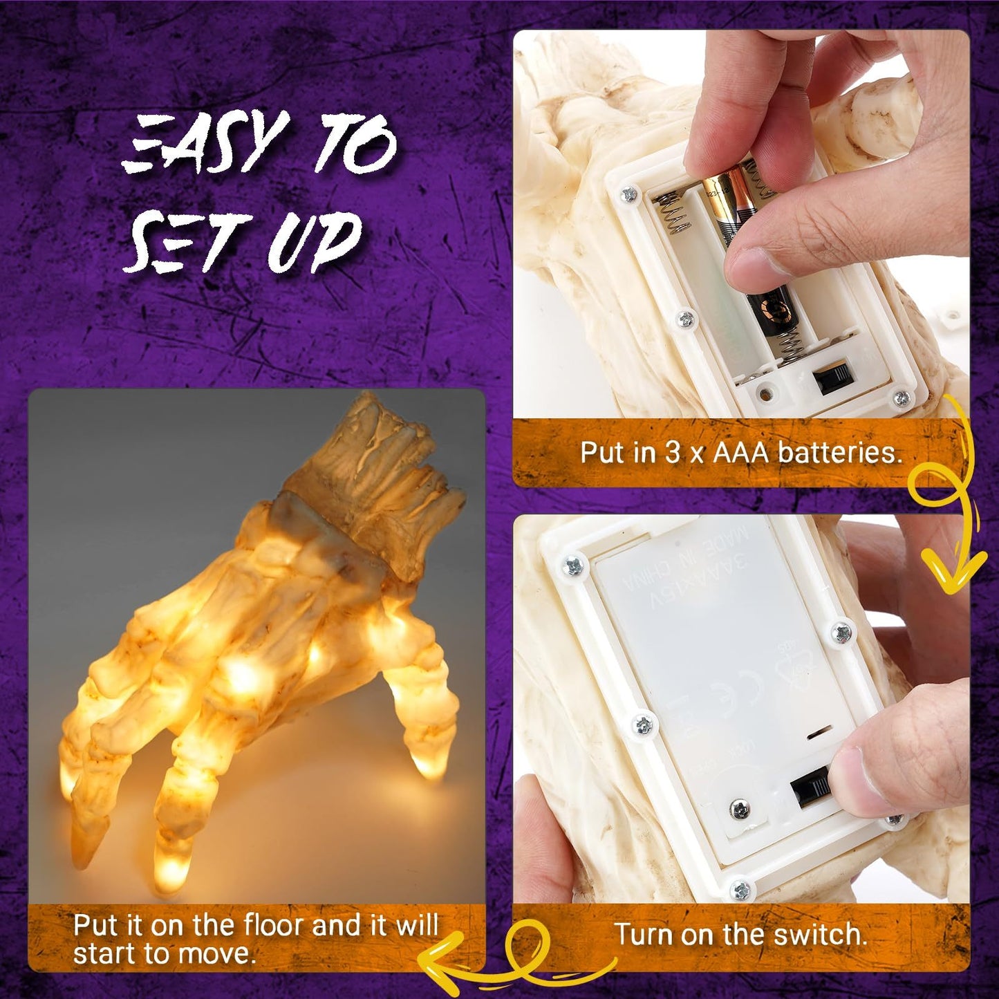 Halloween Electric Luminous Crawling Hand Animated Decoration Induction Luminous Decoration Zombie Hand With Spooky Sound chicpolly