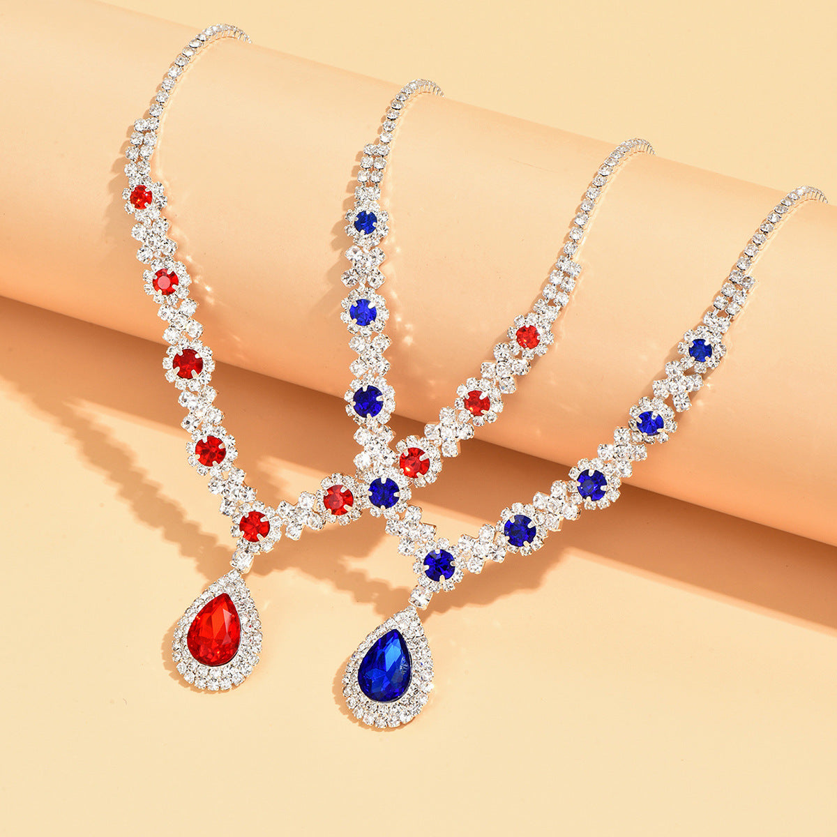 New Water Drop Necklace And Earrings Suite chicpolly