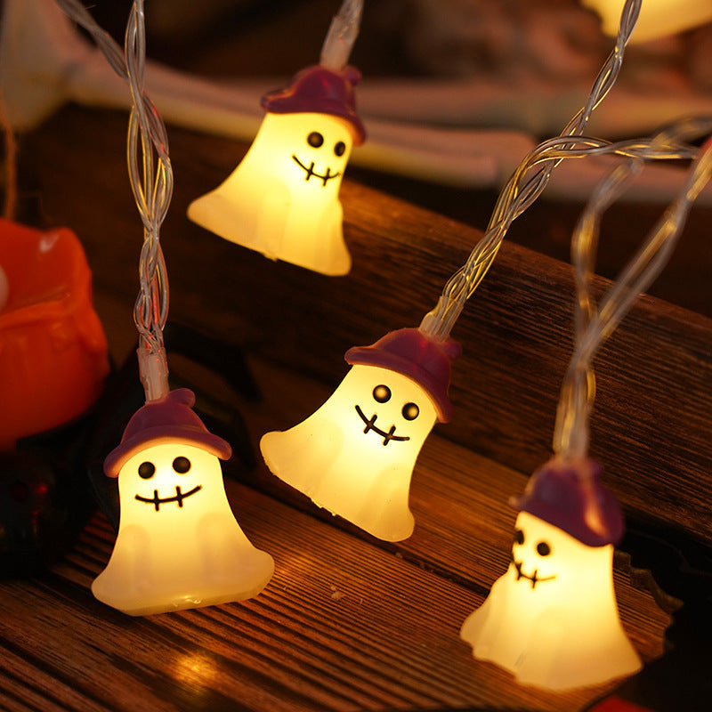 PVC Soft Material Halloween Lighting Chain Pumpkin Ghost Bat Modeling Lamp Indoor And Outdoor Home Decoration chicpolly