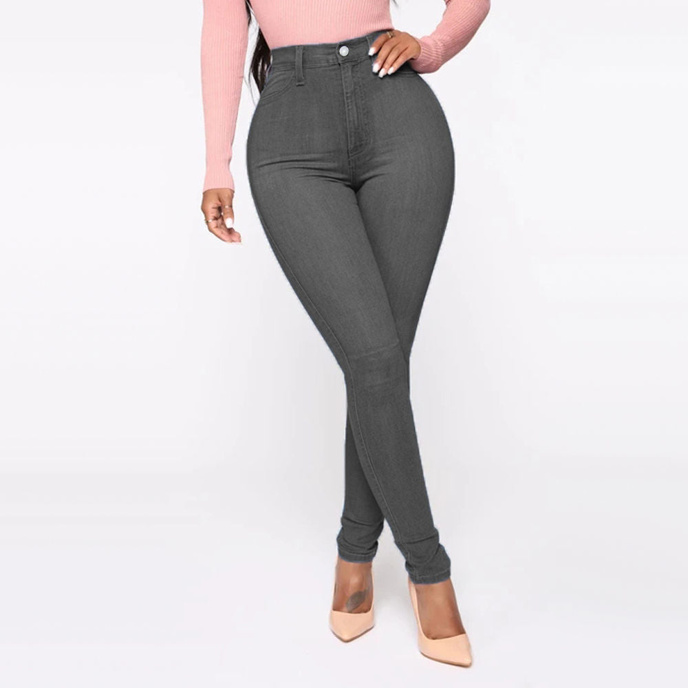 Slimming Jeans Pants For Women High Waist Trousers With Pockets chicpolly