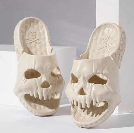 Personalized Skull Design Halloween Slippers Bathroom Indoor Outdoor Funny Slides Beach Shoes chicpolly