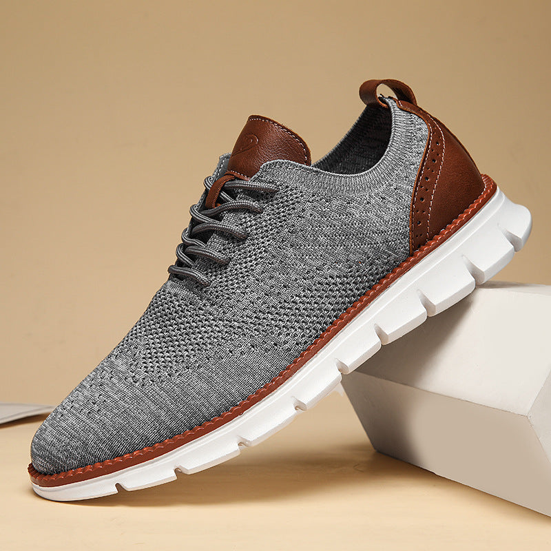 British Brogue Casual Men's Shoes Fashionable Flying Woven Surface Breathable Lightweight Sneaker chicpolly