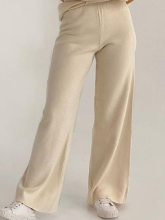 Long Sleeve Loose Casual Sweater Knit Top Trousers Set chicpolly
