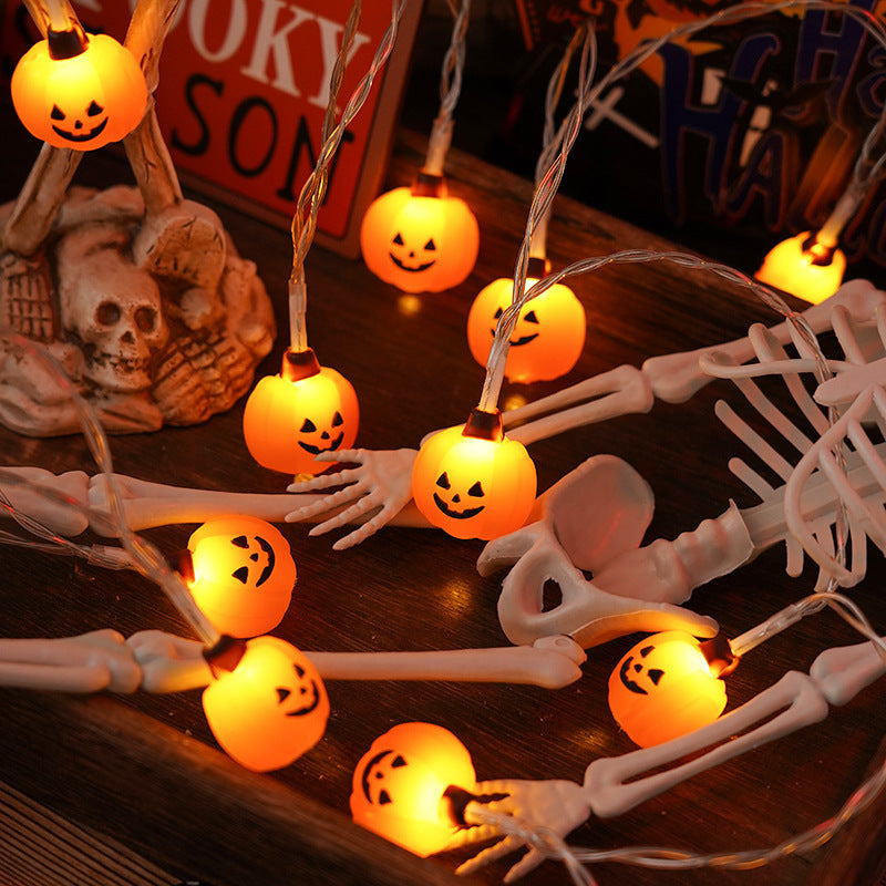 PVC Soft Material Halloween Lighting Chain Pumpkin Ghost Bat Modeling Lamp Indoor And Outdoor Home Decoration chicpolly