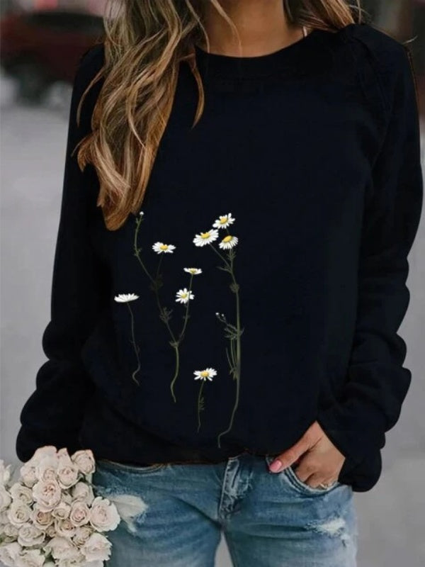 Women's Casual Printed Long-sleeved Women's Sweater Multicolor chicpolly