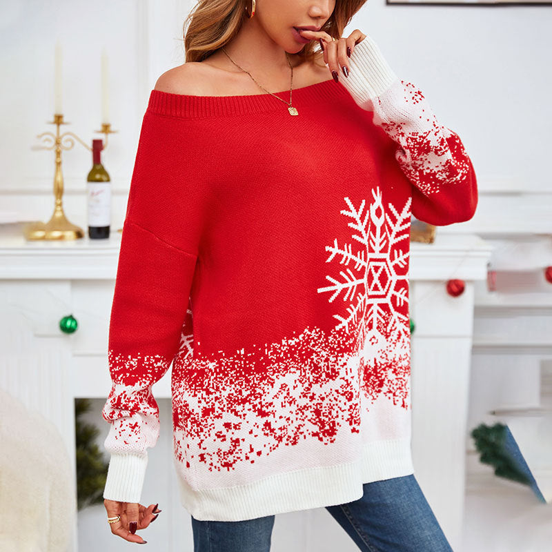 Christmas Snowflake Casual Sweater Women chicpolly