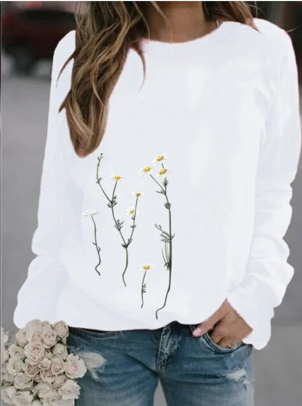 Women's Casual Printed Long-sleeved Women's Sweater Multicolor chicpolly