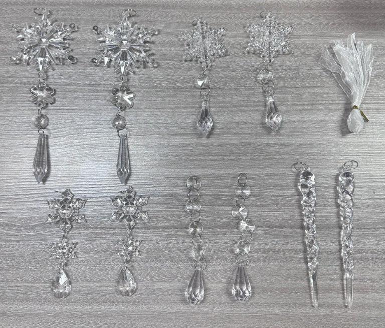Christmas10Pcs Tree Hanging Pendants Acrylic Ice Ornaments chicpolly