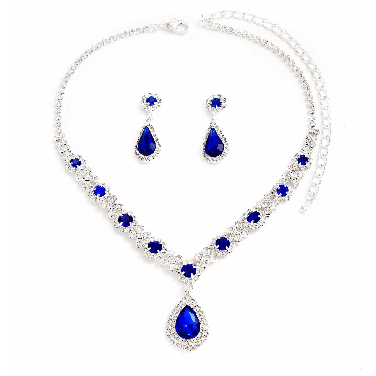 New Water Drop Necklace And Earrings Suite chicpolly