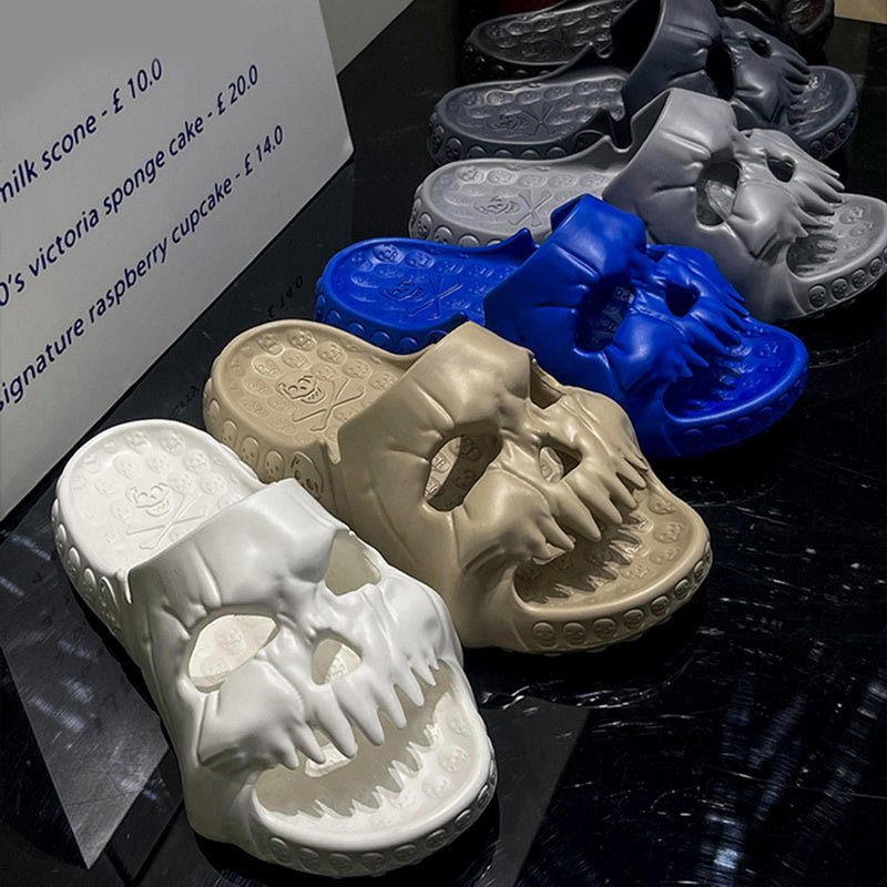 Personalized Skull Design Halloween Slippers Bathroom Indoor Outdoor Funny Slides Beach Shoes chicpolly