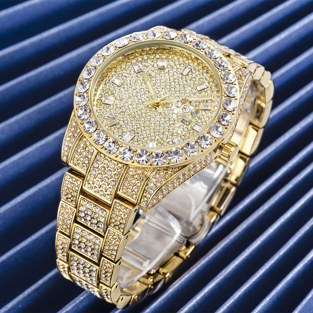 Large Dial Full Diamond Watch for Women's chicpolly