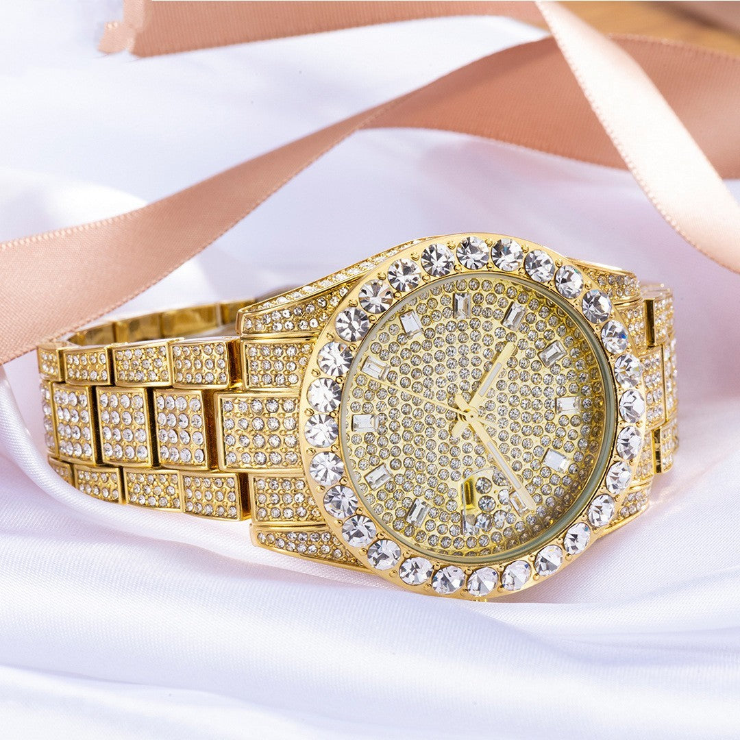 Large Dial Full Diamond Watch for Women's chicpolly