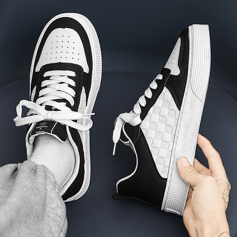 Casual Lace-up Sneakers Men Fashion Breathable Plaid Flats Shoes chicpolly