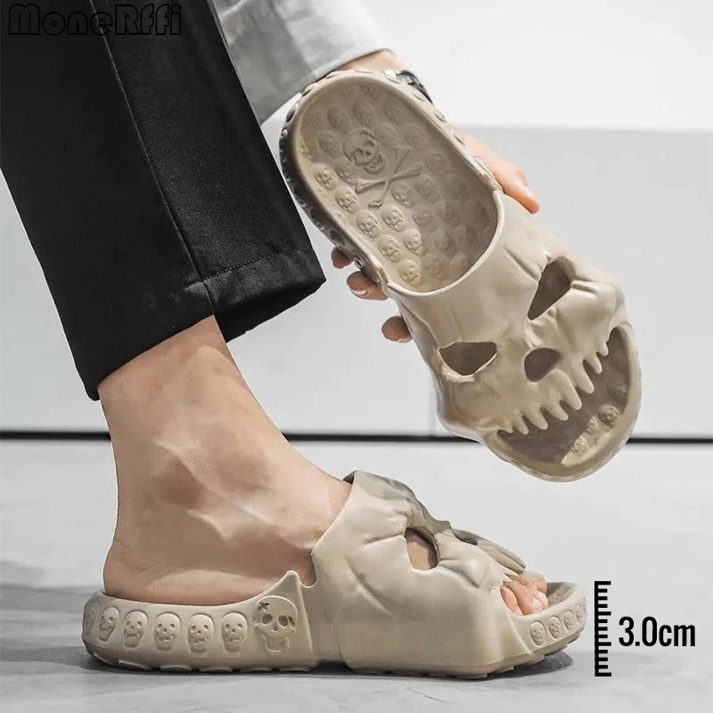 Personalized Skull Design Halloween Slippers Bathroom Indoor Outdoor Funny Slides Beach Shoes chicpolly