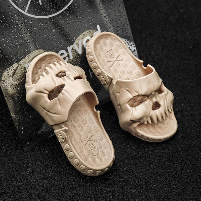 Personalized Skull Design Halloween Slippers Bathroom Indoor Outdoor Funny Slides Beach Shoes chicpolly