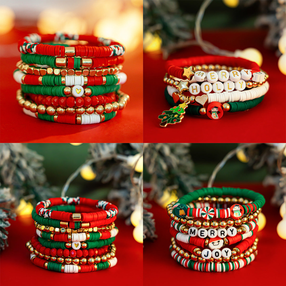 Christmas Polymer Clay Color Bracelet Suit chicpolly