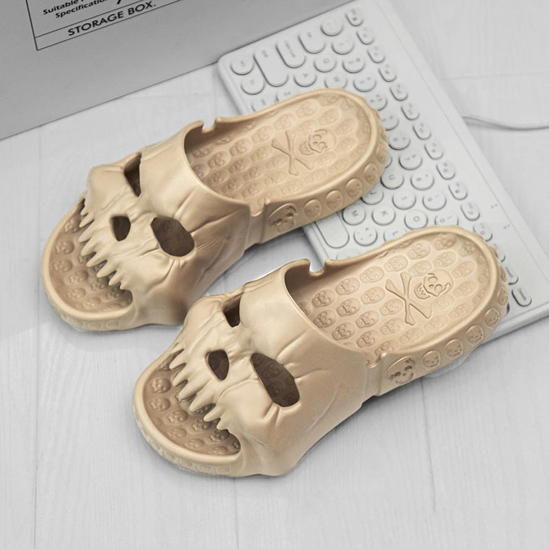 Personalized Skull Design Halloween Slippers Bathroom Indoor Outdoor Funny Slides Beach Shoes chicpolly